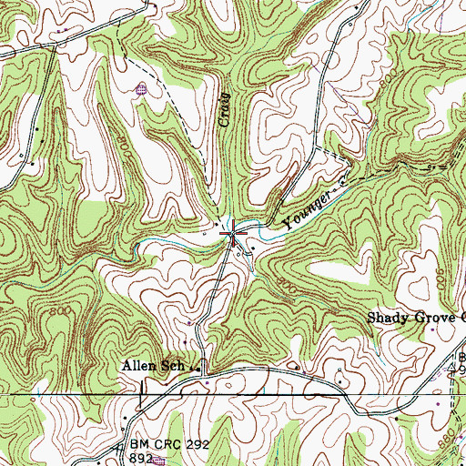 Topographic Map of Craig Branch, TN