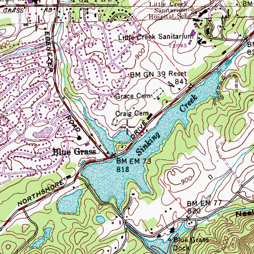 Topographic Map of Craig Cemetery, TN
