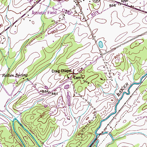 Topographic Map of Craig Chapel, TN