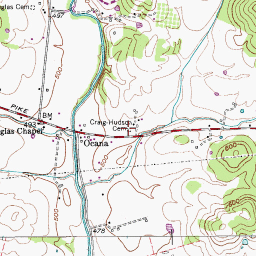 Topographic Map of Craig-Hudson Cemetery, TN