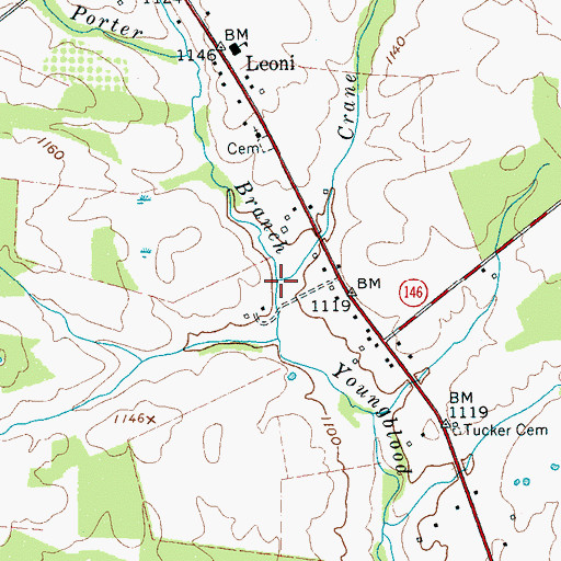 Topographic Map of Crane Branch, TN