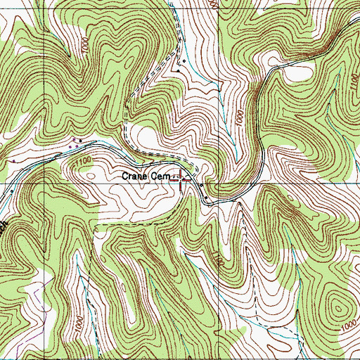 Topographic Map of Crane Cemetery, TN