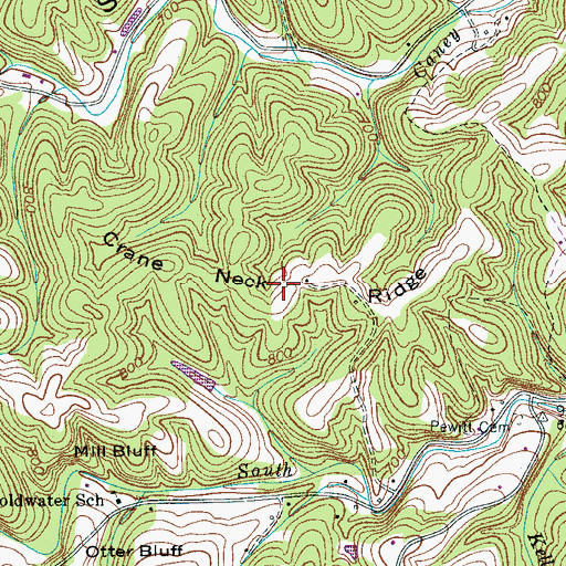 Topographic Map of Crane Neck Ridge, TN
