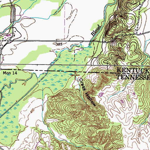 Topographic Map of Crass Hollow, TN