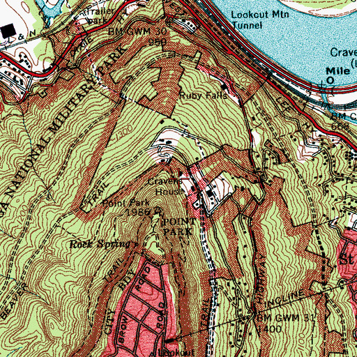 Topographic Map of Cravens House, TN