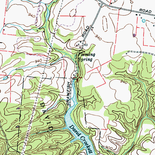 Topographic Map of Crawfish Creek, TN