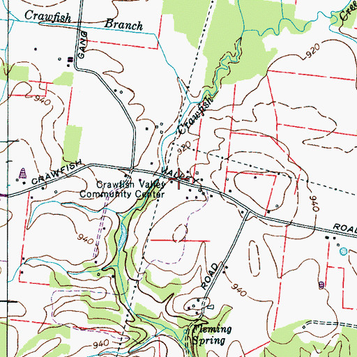 Topographic Map of Crawfish Valley Community Center, TN