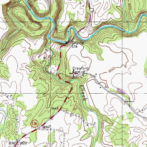 Topographic Map of Crawford Cemetery, TN