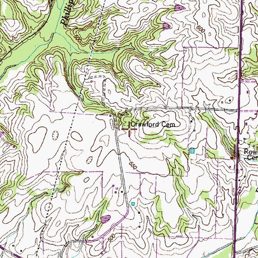 Topographic Map of Crawford Cemetery, TN