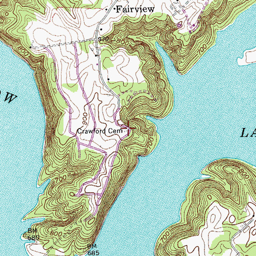 Topographic Map of Crawford Cemetery, TN