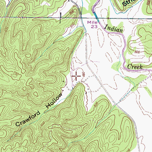 Topographic Map of Crawford Hollow, TN