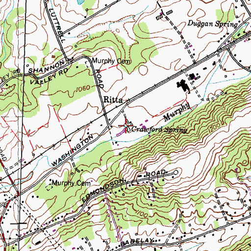 Topographic Map of Crawford Spring, TN
