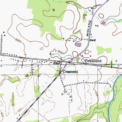 Topographic Map of Crescent, TN