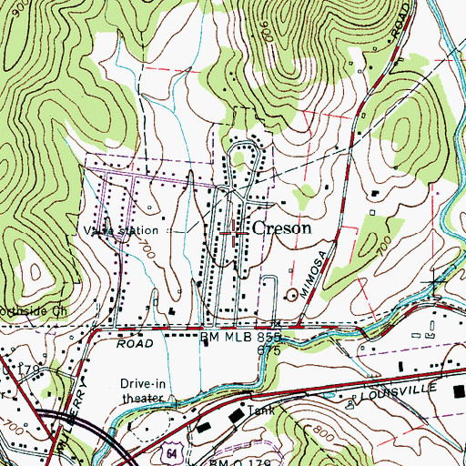 Topographic Map of Creson, TN