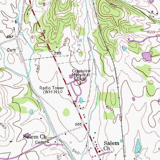 Topographic Map of Crestview Memorial Park, TN