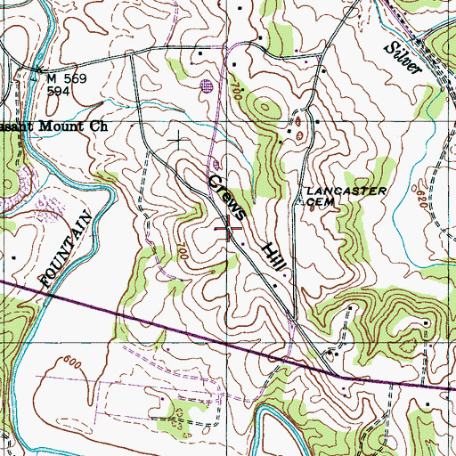 Topographic Map of Crews Hill, TN