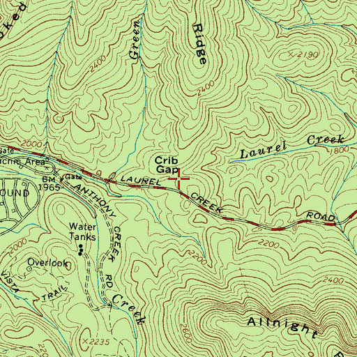 Topographic Map of Crib Gap, TN