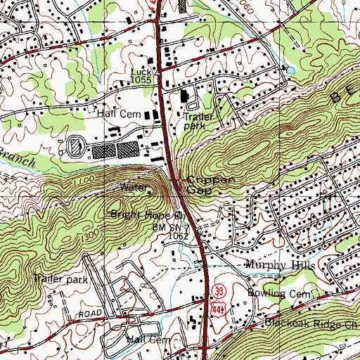 Topographic Map of Crippen Gap, TN