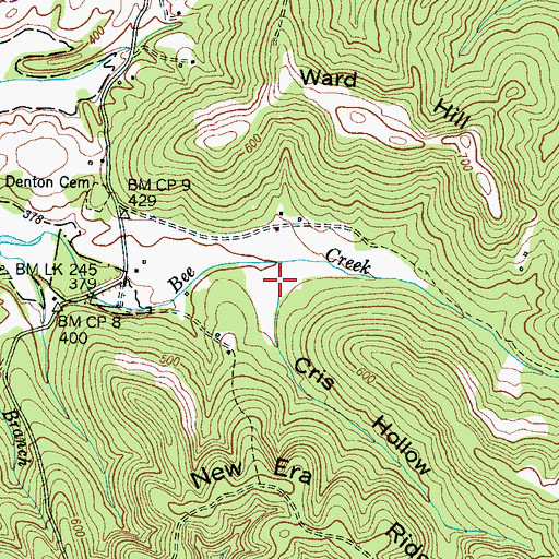 Topographic Map of Cris Hollow, TN