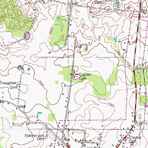 Topographic Map of Crocker Cemetery, TN