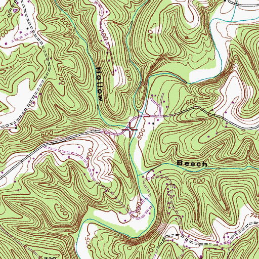 Topographic Map of Crocker Hollow, TN