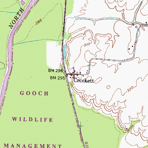 Topographic Map of Crockett, TN