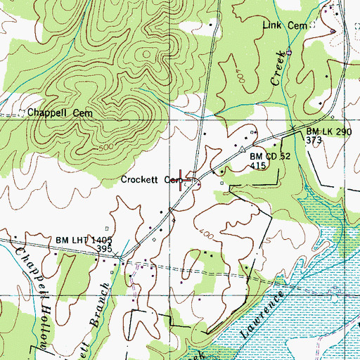 Topographic Map of Crockett Cemetery, TN