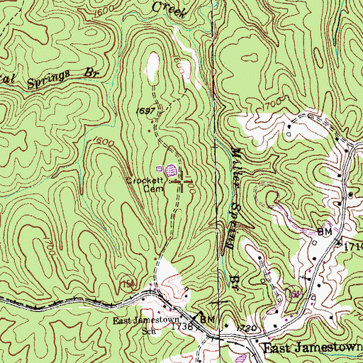 Topographic Map of Crockett Cemetery, TN