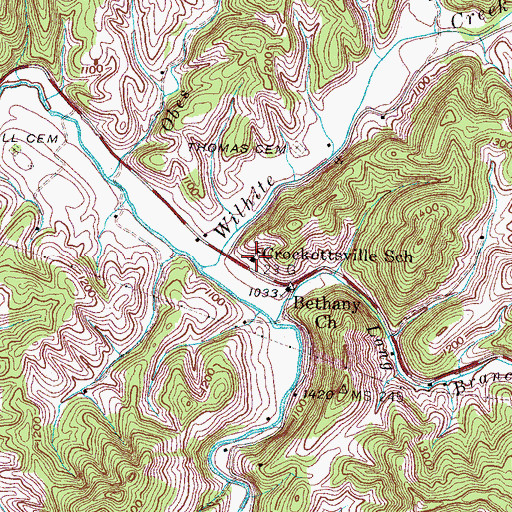 Topographic Map of Crockettsville School, TN