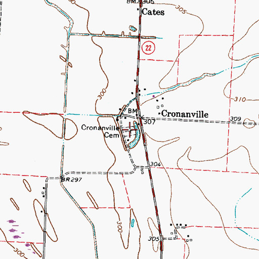 Topographic Map of Cronanville Cemetery, TN