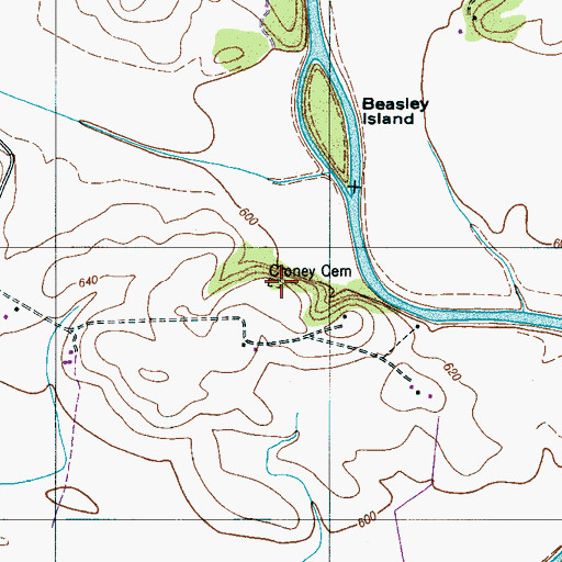 Topographic Map of Croney Cemetery, TN
