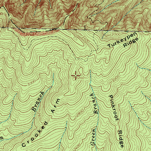 Topographic Map of Crooked Arm, TN