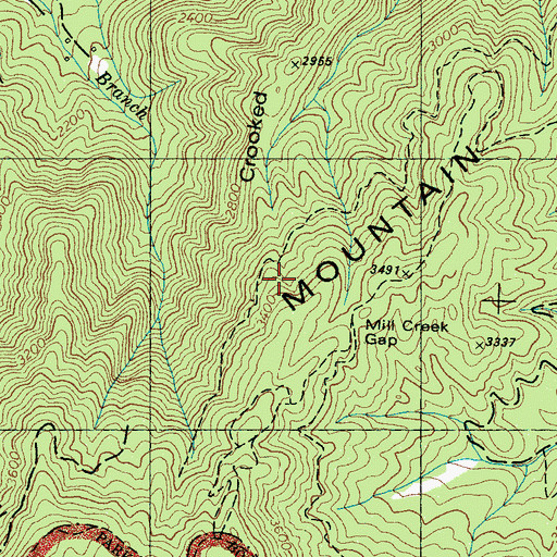 Topographic Map of Crooked Arm Ridge, TN