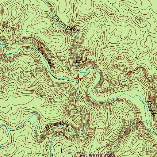 Topographic Map of Crooked Branch, TN
