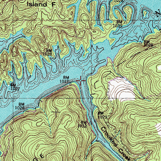 Topographic Map of Crooked Creek, TN