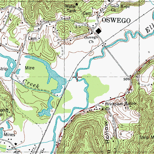 Topographic Map of Crooked Creek, TN