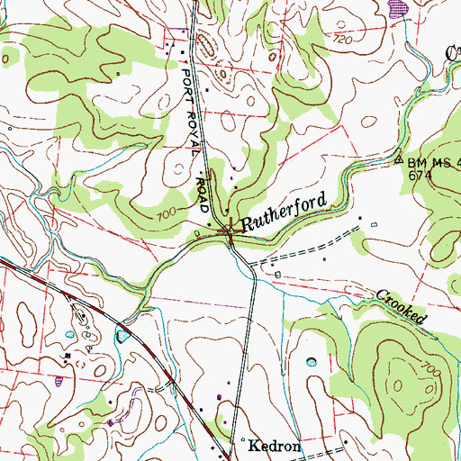 Topographic Map of Crooked Creek, TN