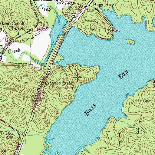 Topographic Map of Crooked Creek Cemetery, TN