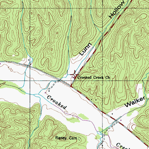Topographic Map of Crooked Creek Church, TN