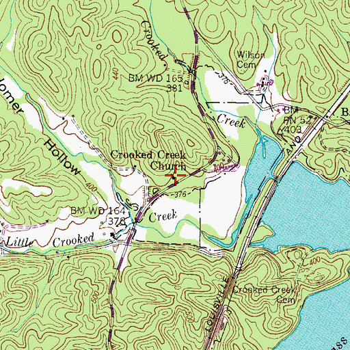Topographic Map of Crooked Creek Church, TN