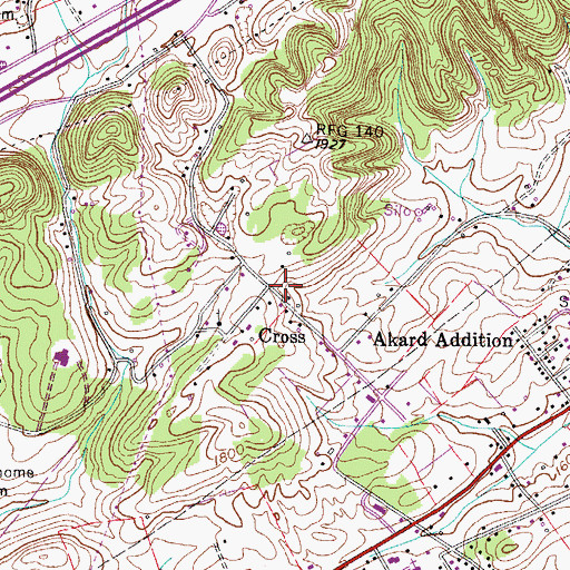 Topographic Map of Cross, TN