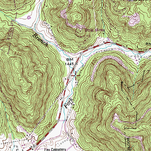 Topographic Map of Cross Branch, TN