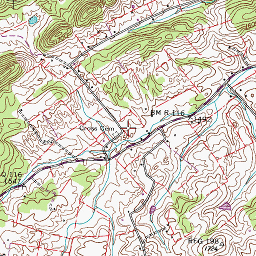 Topographic Map of Cross Cemetery, TN