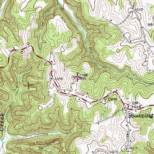Topographic Map of Cross Cemetery, TN