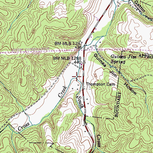Topographic Map of Cross Creek, TN