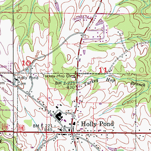 Topographic Map of Turkey Hop Church, AL