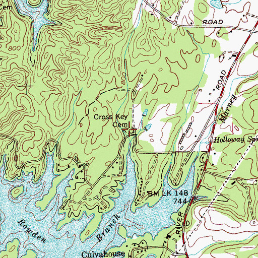 Topographic Map of Cross Key Cemetery, TN