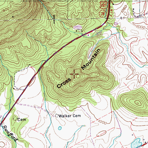 Topographic Map of Cross Mountain, TN