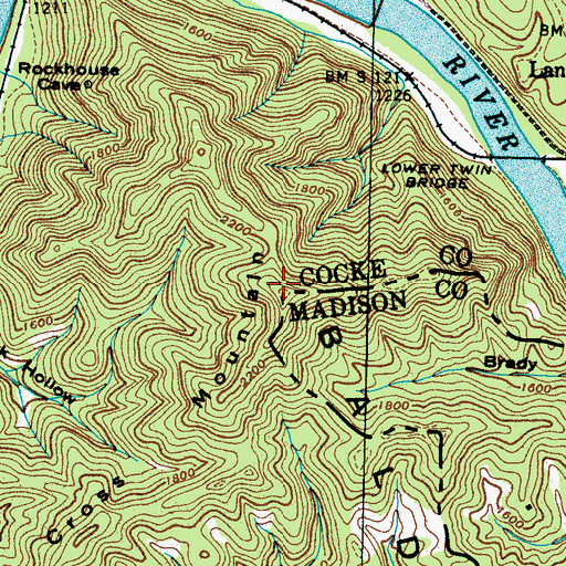 Topographic Map of Cross Mountain, TN