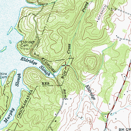 Topographic Map of Cross Prong, TN